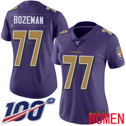 Baltimore Ravens Limited Purple Women Bradley Bozeman Jersey NFL Football #77 100th Season Rush Vapor Untouchable